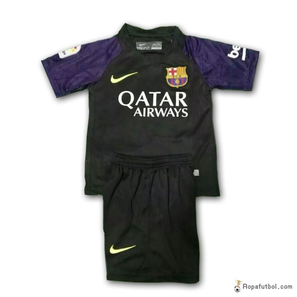 Camiseta Barcelona Replica Primera Ropa Niños Portero 2016/17 Purpura Negro